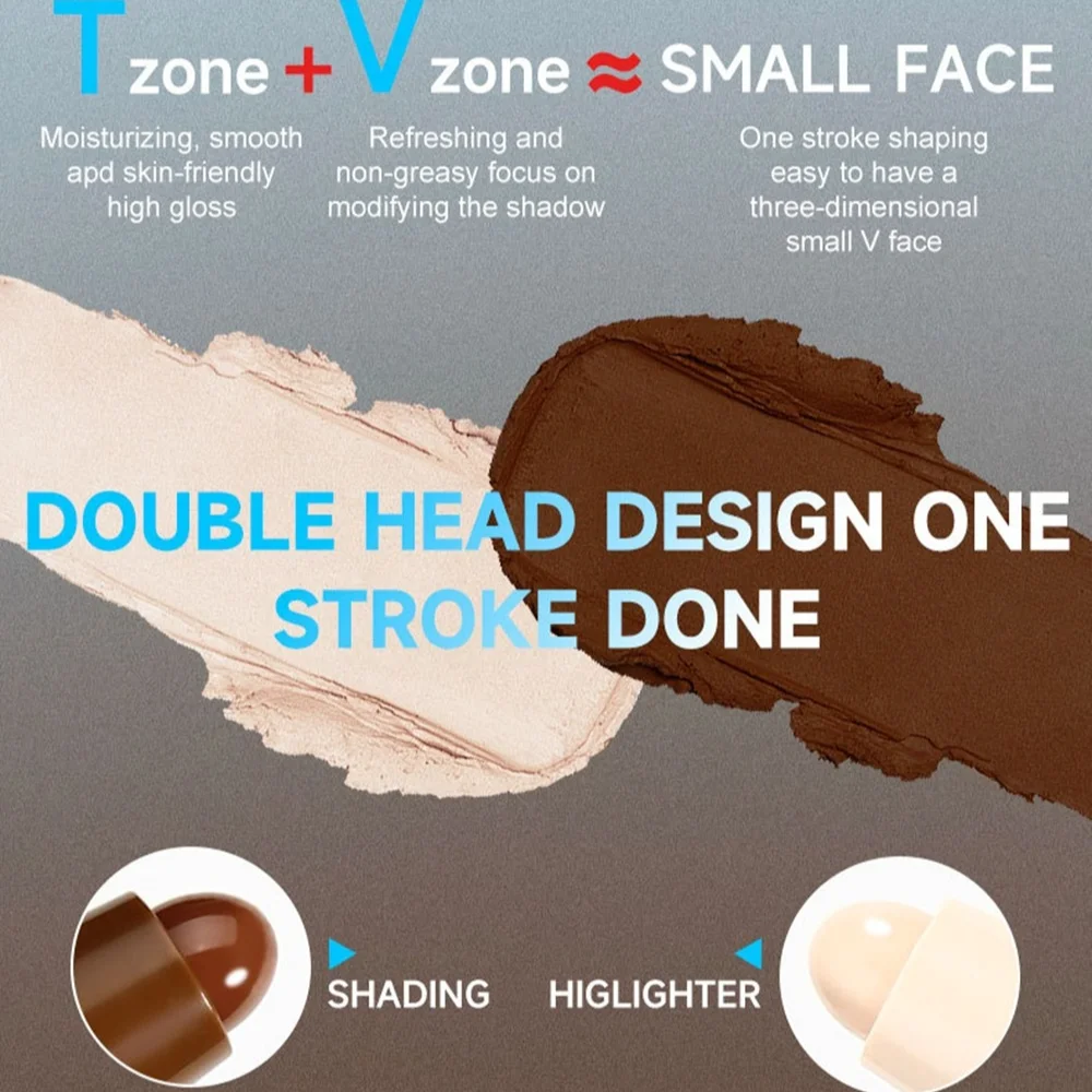 Fair Deep Contour Stick Facial Foundation Concealer Matte Pearlescent Highlighter Nose Shadow V Face Outline Shape Sculpt Wand