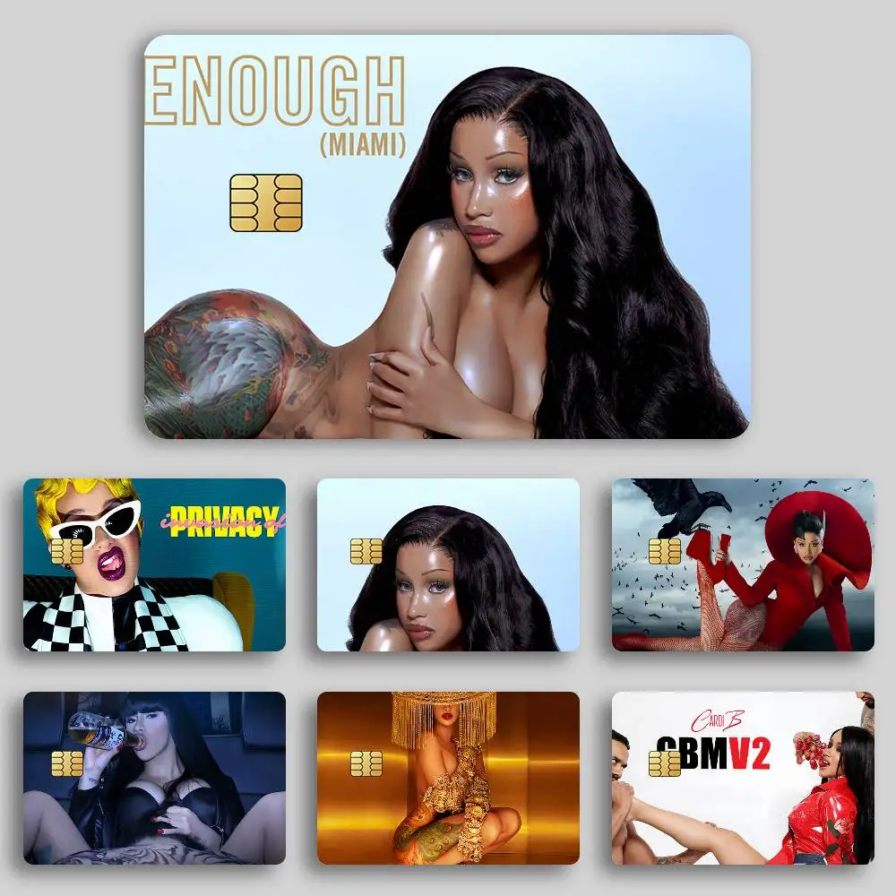 المغني C-Cardi B ملصق الائتمان الجلد غطاء بطاقة ملصقات 4 قطعة فيلم حافلة تمرير الجبهة الديكور البنك الخصم مقاوم للماء