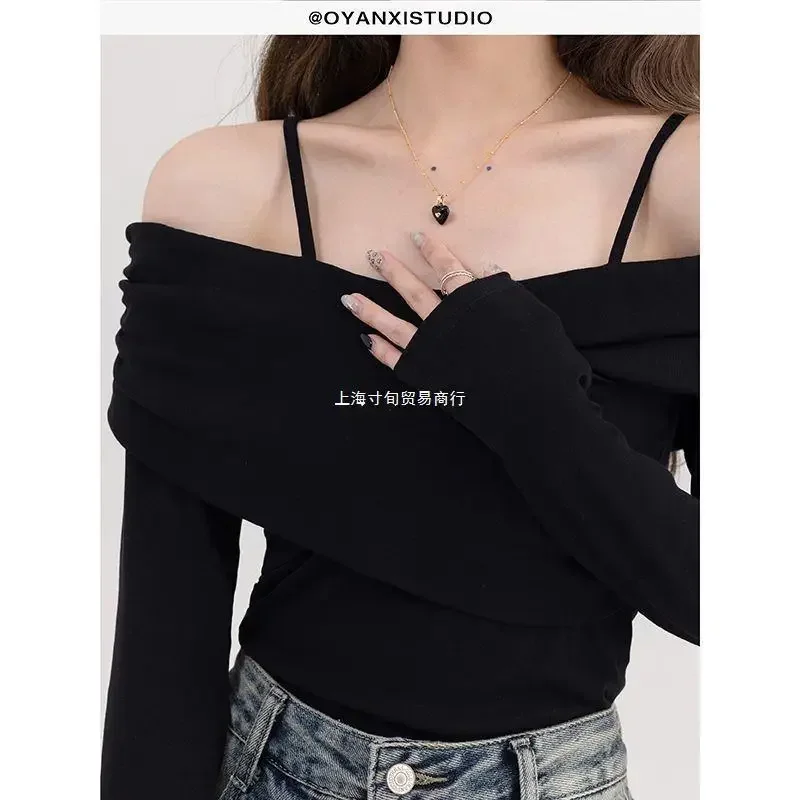 Sexy Off Shoulder T Shirt Women Spring Long Sleeve Backless Tops Ladies Korean Fashion Ulzzang Hotsweet Slim Y2k Aesthetic Tees