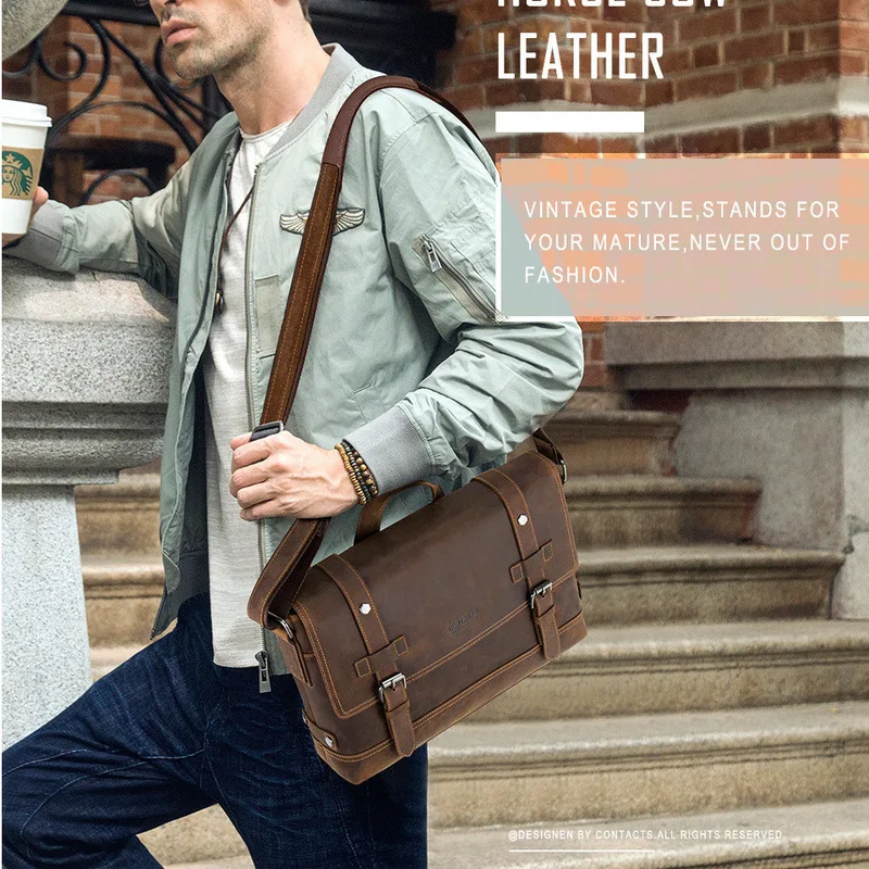 

New Fashionable Cowhide Portable Business Briefcase Large Men's Crossbody Bag Briefcase Men's Business Large Capacity Men's Bag