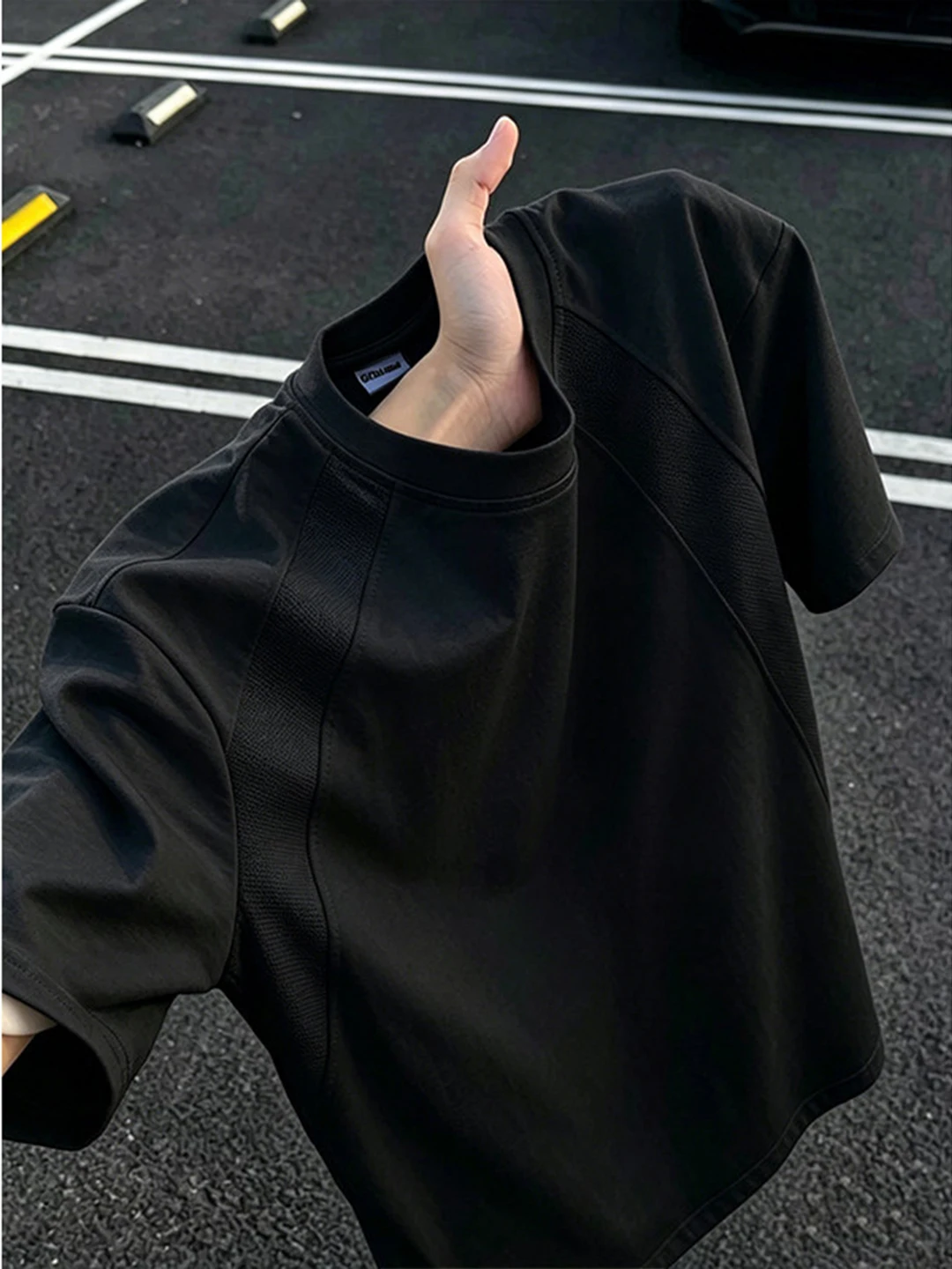 American Style Deconstructed Short Sleeve Men's T-Shirt Quick Dry Ice Silk Sporty Half Sleeve Top Breathable Mesh Outdoor Fit...