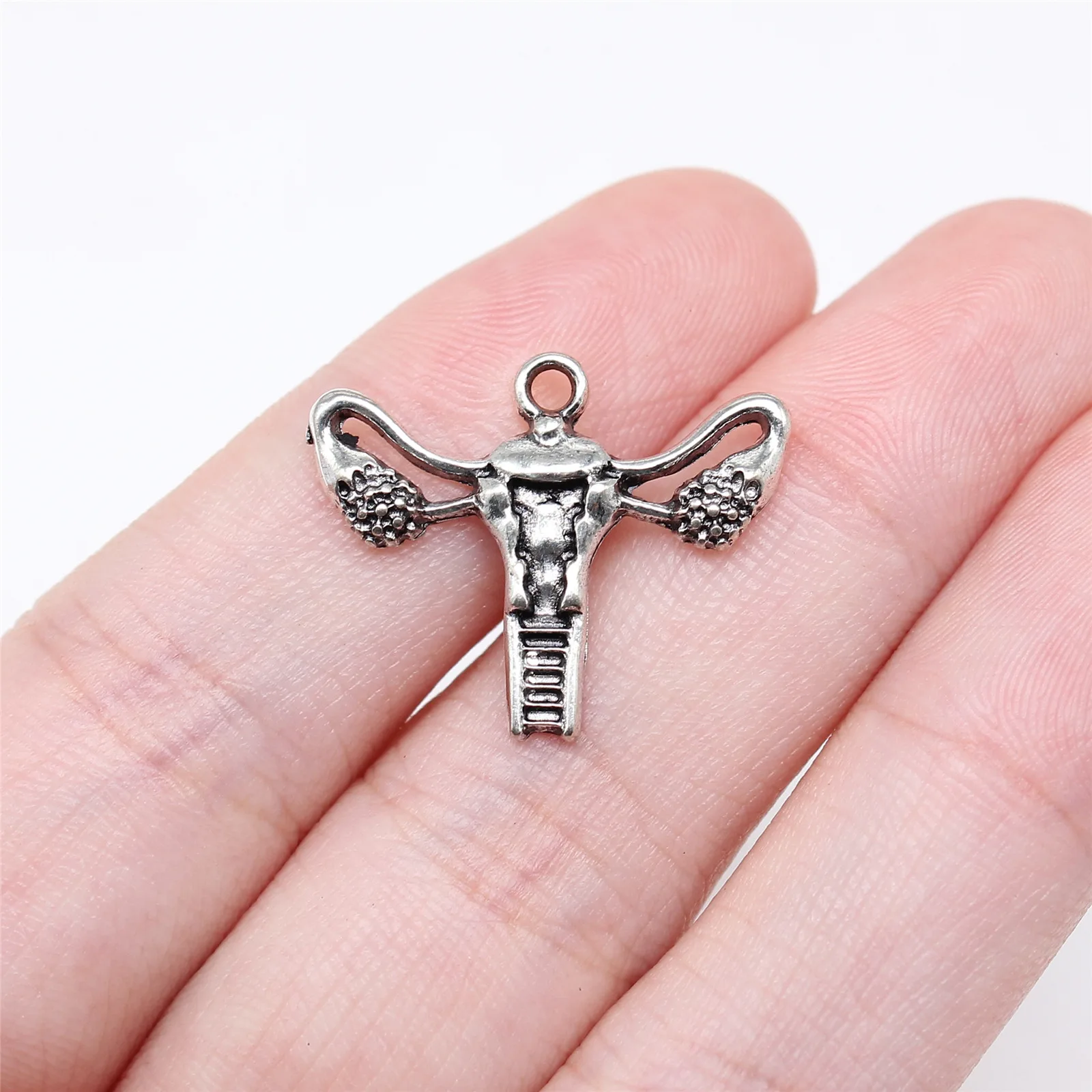 20pcs 18x23mm(0.71x0.91inch) Antique Silver Color Uterine Charms Pendants DIY Jewelry Making Accessories