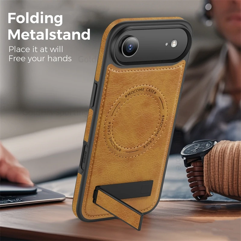 

For iPhone 17 Pro Max Magnetic Leather Shockproof Kickstand Case For Apple 16 Pro Max 15 14 Plus Book Stand Protector Back Cover