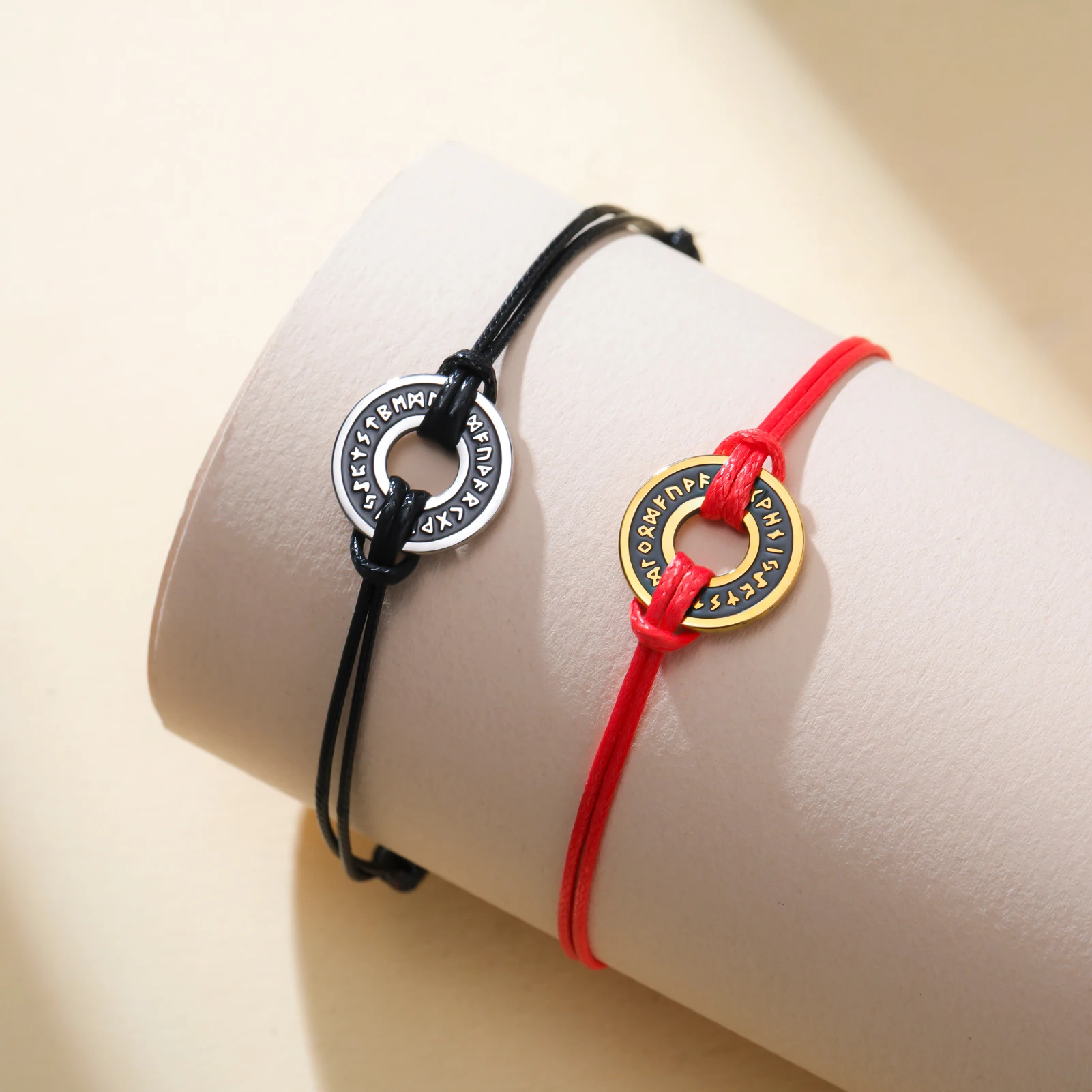 Skyrim Nordic Runes Round Charm Bracelet Women Men Adjustable Rope Bracelets Amulet Protective Elder Futhark Jewelry Gift