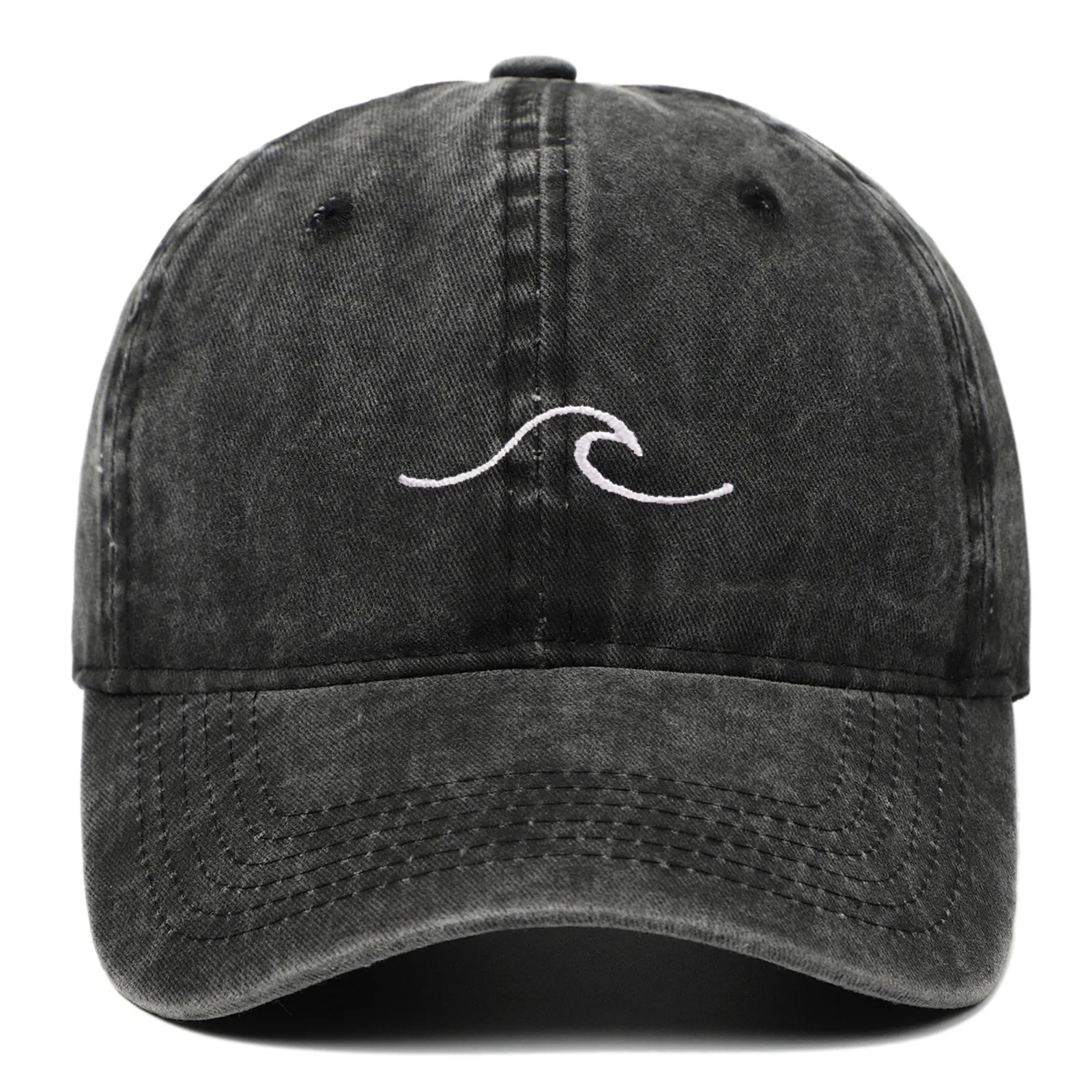 

New Fashion Wave Embroidered Pure Cotton Washed Baseball Cap Outdoor Casual Sun Hat