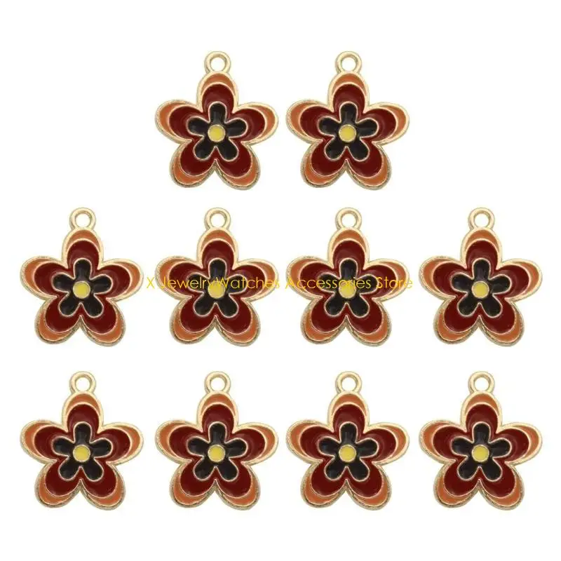31KD 10 قطعة المعلقات زهرة ملونة صغيرة خمسة البتلة زهرة سحر استرخى صنع المجوهرات حلية لسوار المفاتيح الحرفية