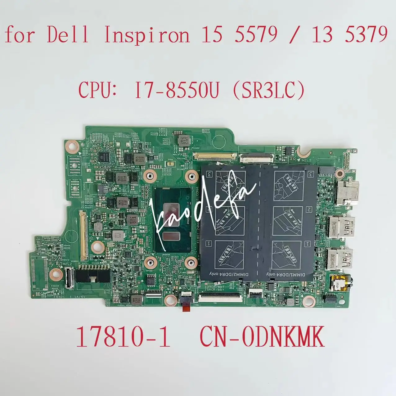 17810-1 Mainboard For DELL Inspiron 15 5579 Laptop Motherboard CPU: i7-8550U SR3LC DDR4 CN-0DNKMK 0DNKMK DNKMK 100% Test OK