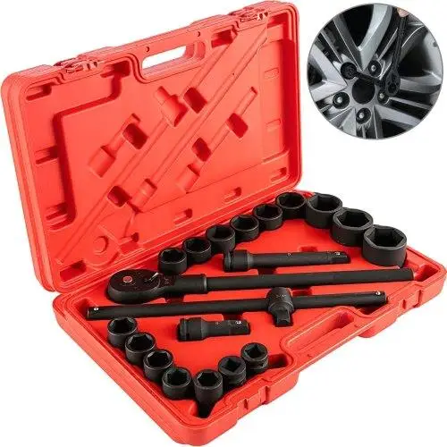 21-Piece 3/4 Impact Socket Set with Adapters & Ratchet - SAE Standard Sizes from 3/4 to 2 - Heavy-Duty Socket Assortment