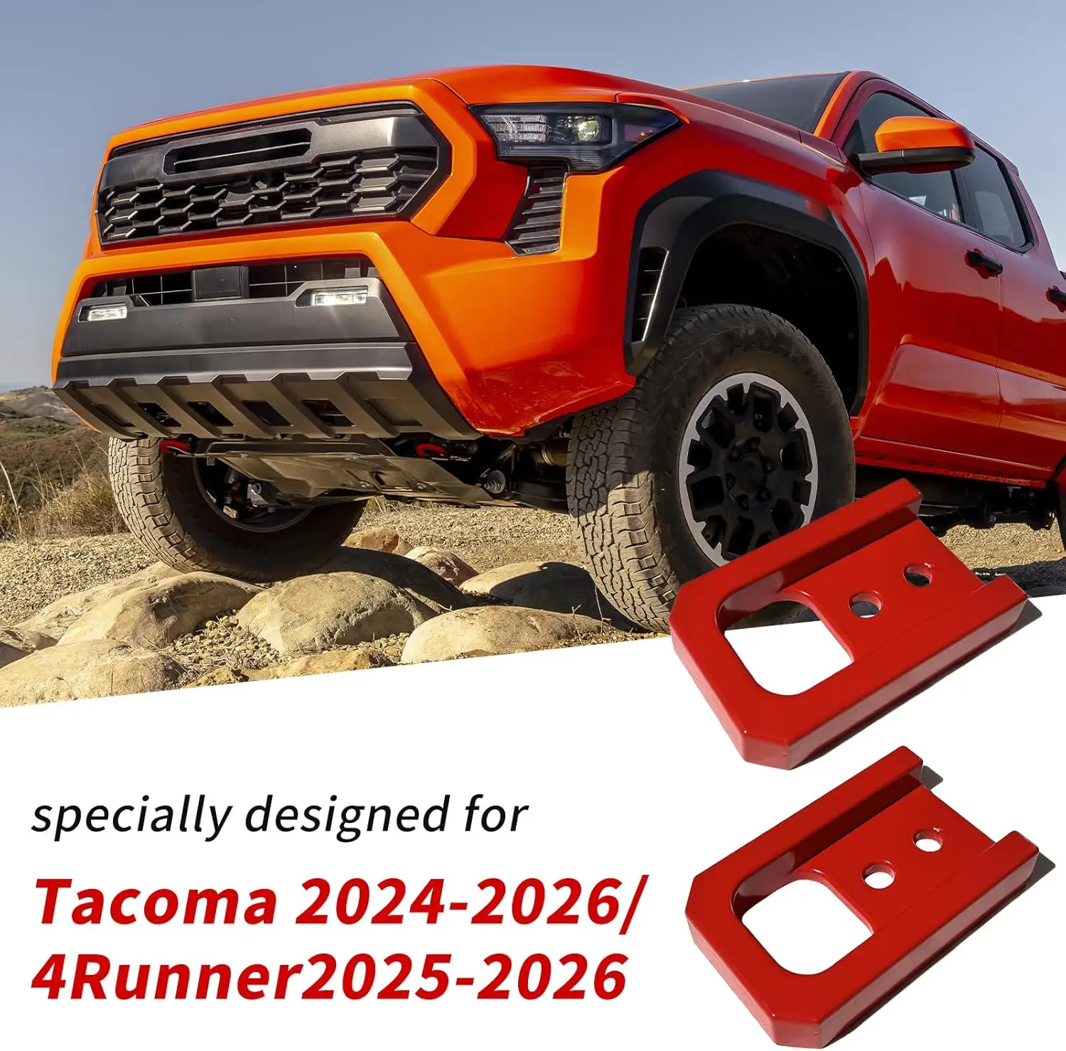 Rode trekhaken vooraan voor Toyota Tacoma & 4Runner, directe vastgeschroefde installatie, modellen 2024-2026