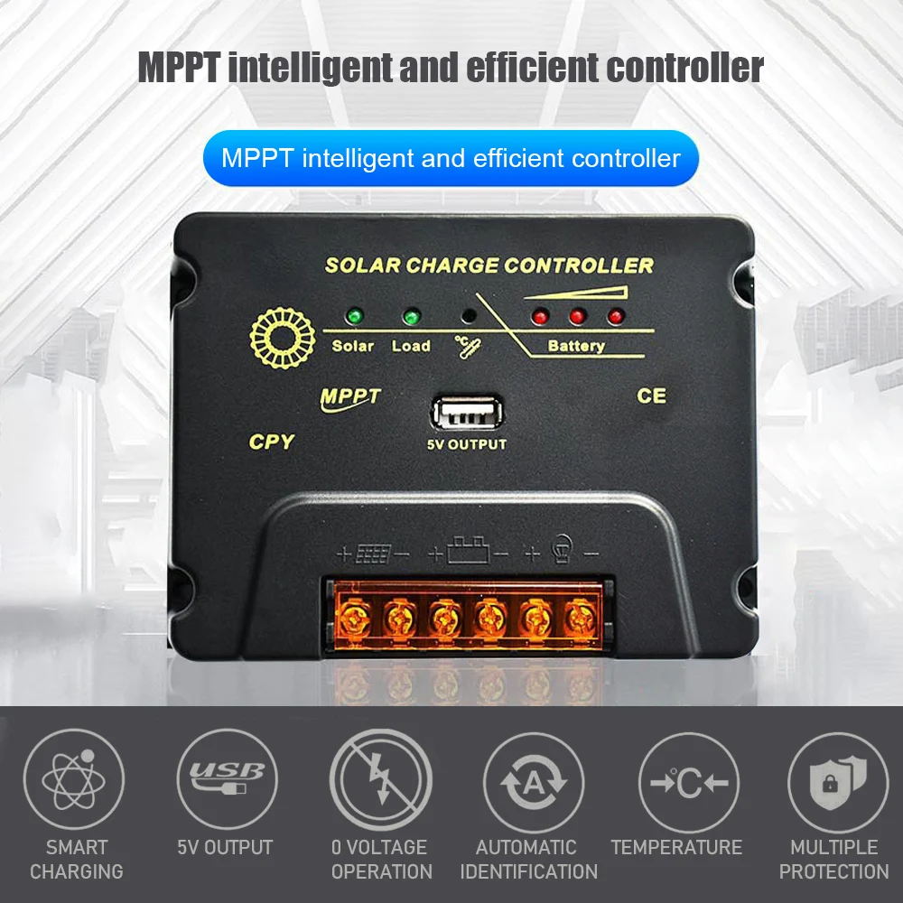 20A Solar Charge Controller 12V/24V Solar Panel Regulator with 5V USB Port MPPT Charge Controller for Lead-acid Battery/LiFePO4