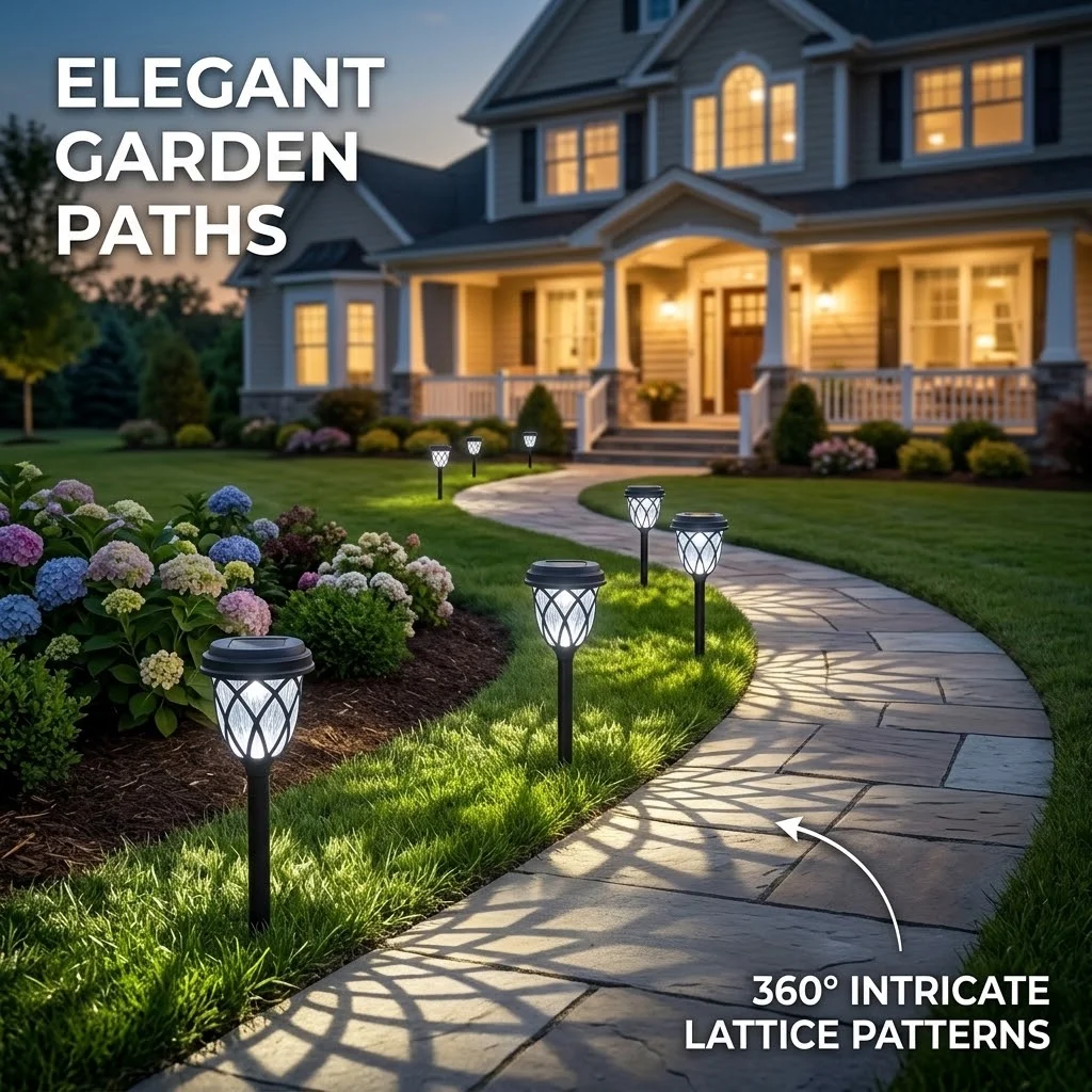 Solar Path Light Outdoor, 2 Modes Warm White and Cool White Solar Garden Light, Monocrystalline 24% Conversion Rate Solar Landscape Light, IP44 Waterproof Automatic Switch LED Solar Path Light, 850mAh for Yard, Lawn, Sidewalk, 8-10 Hours Long Working