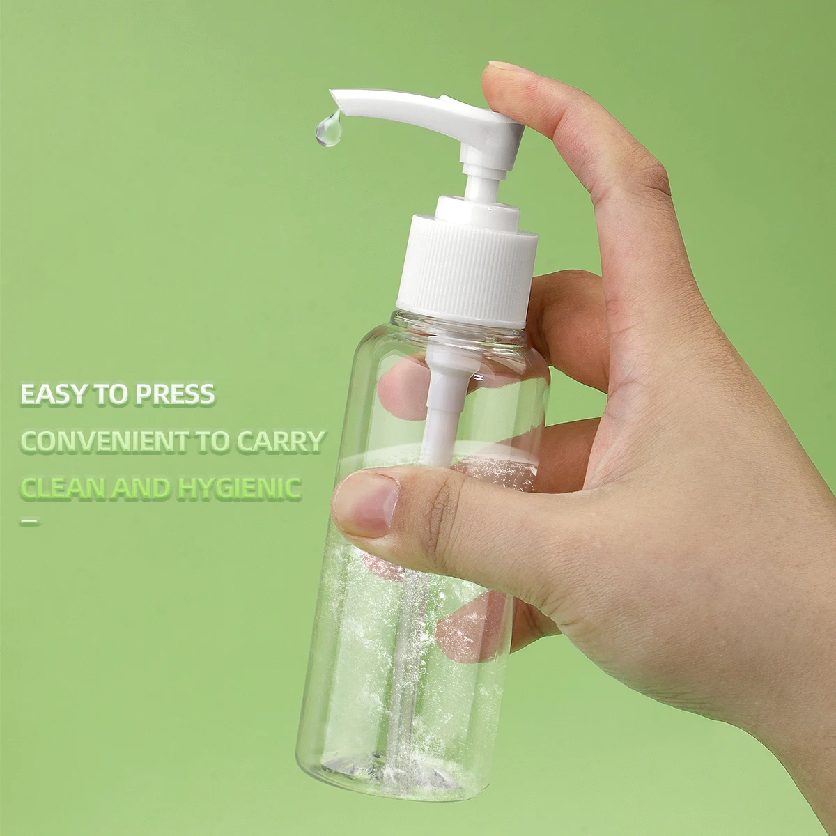 5pcs 100ml thickened plastic transparent buckle pump extrusion bottle, shampoo shower gel, etc.