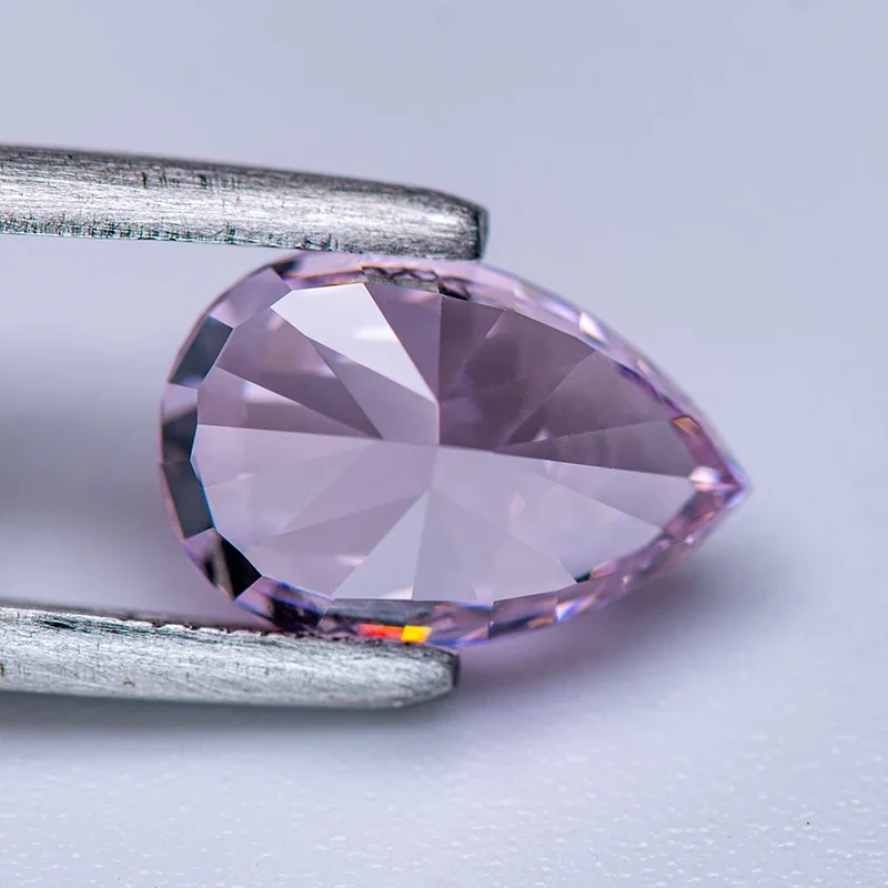 Großhandel 4k Crushed Ice Cut High Carbon Diamond Zirkonia Hellrosa Farbe Birnenform Lab Synthetischer Cz Stein Damenschmuck – Detail 8
