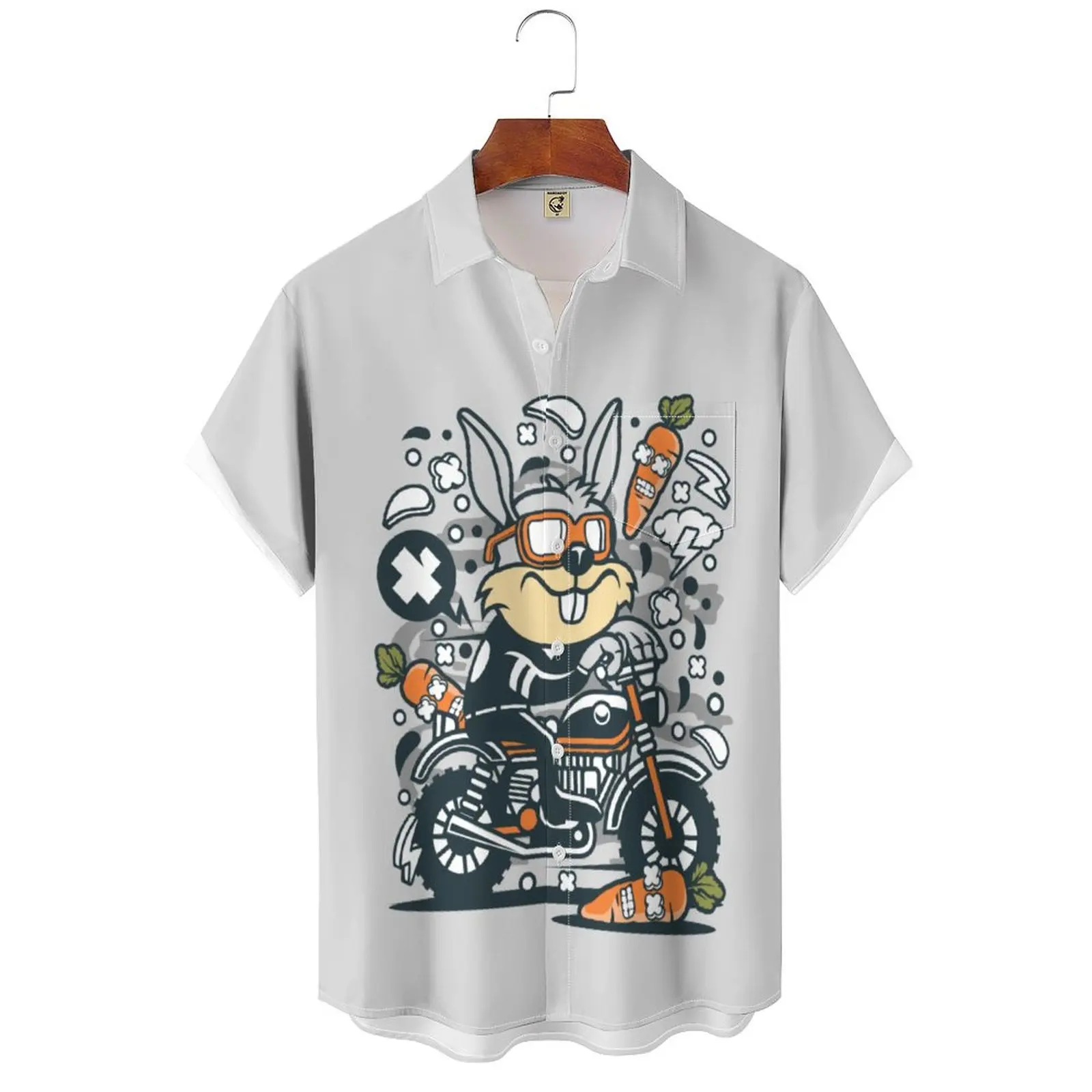 Rabbit Motocross Men Tee Illustration  Shirt Casual Male Tops Mens Clothing Streetwear t-shirt Men t-shirts White  Shirt summer