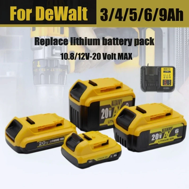 

9000mAh Lithium Battery For DeWalt 10.8V 12V 18V 20 Volt Max 9.0Ah DCB205 DCB206 Replacement Li ion Battery Power tool Batteries