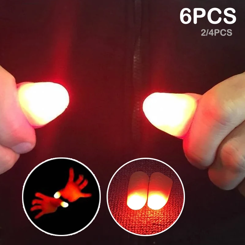 6/4/2Pcs Magic Thumb Light Party Favor Toys Magic Finger Light Flashing Finger Sleeve for Kids Adults Halloween Magic Props Gift