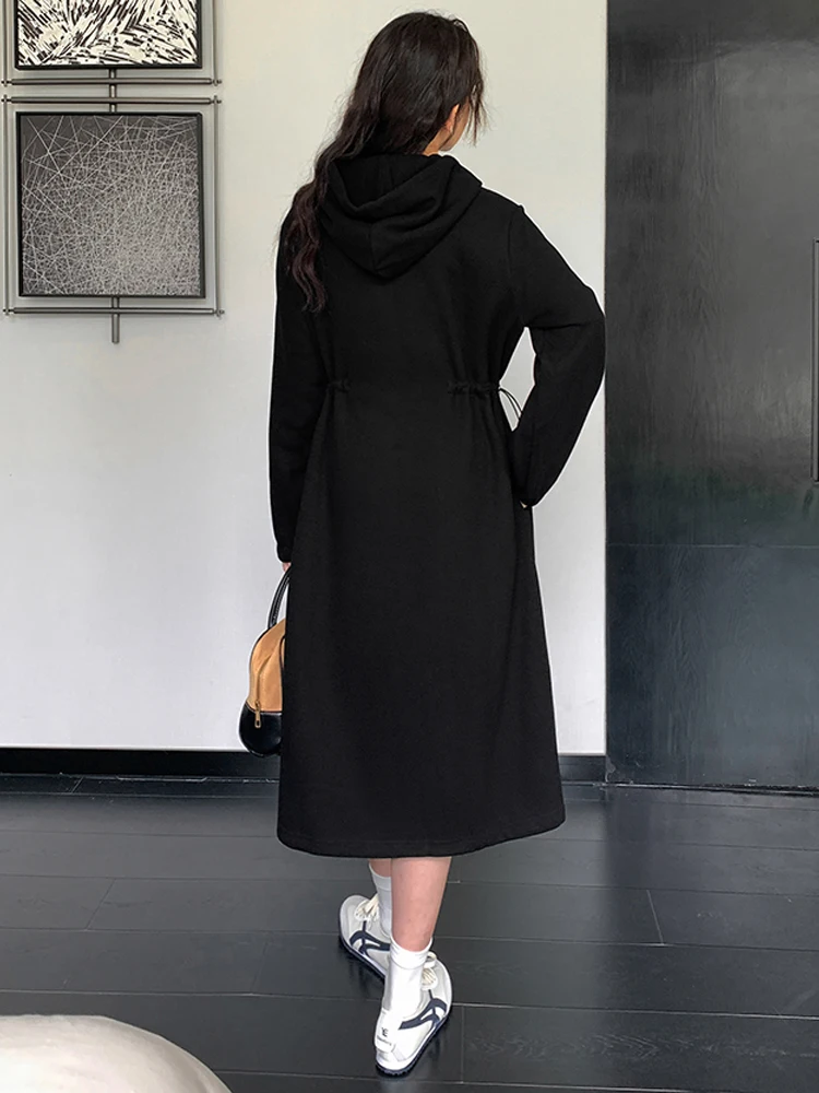 فستان نسائي بغطاء للرأس من NYFS لربيع الخريف فضفاض بالإضافة إلى حجم فستان طويل كاجوال بنمط رداء Elbise