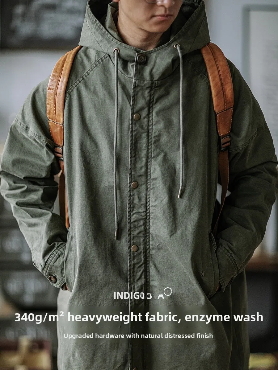 

Ретро американское пальто M5 в стиле милитари, парка с капюшоном Jaet Ame i, пальто средней длины, осенне-зимняя мужская одежда