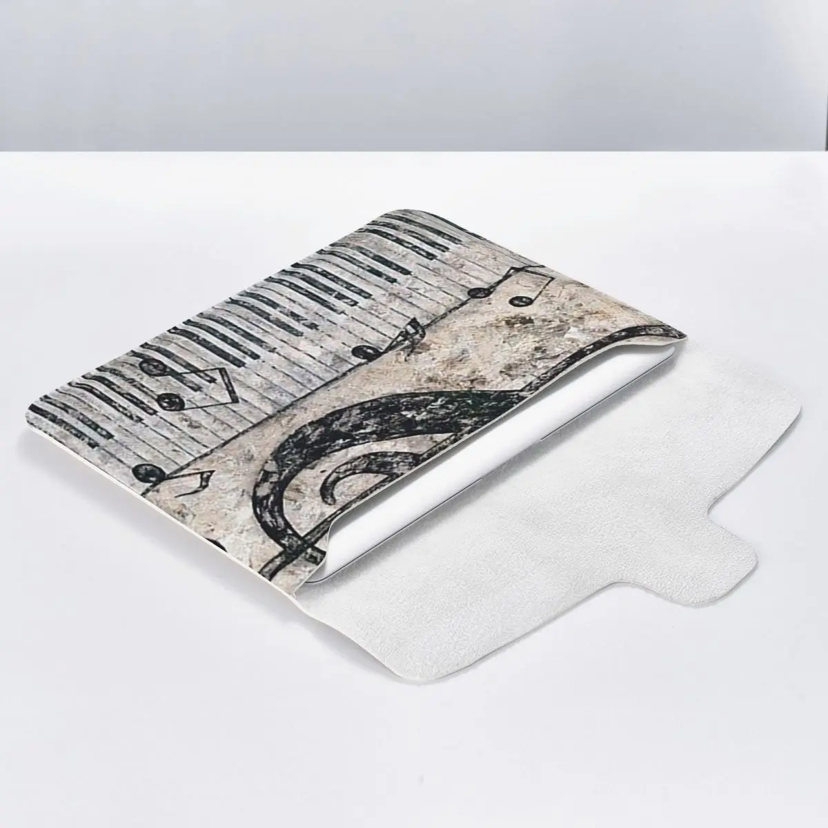Musical Notes And Piano Keyboard PU Leather Horizontal Laptop Sleeve Shockproof Soft Lining Notebook Case 13 Inch