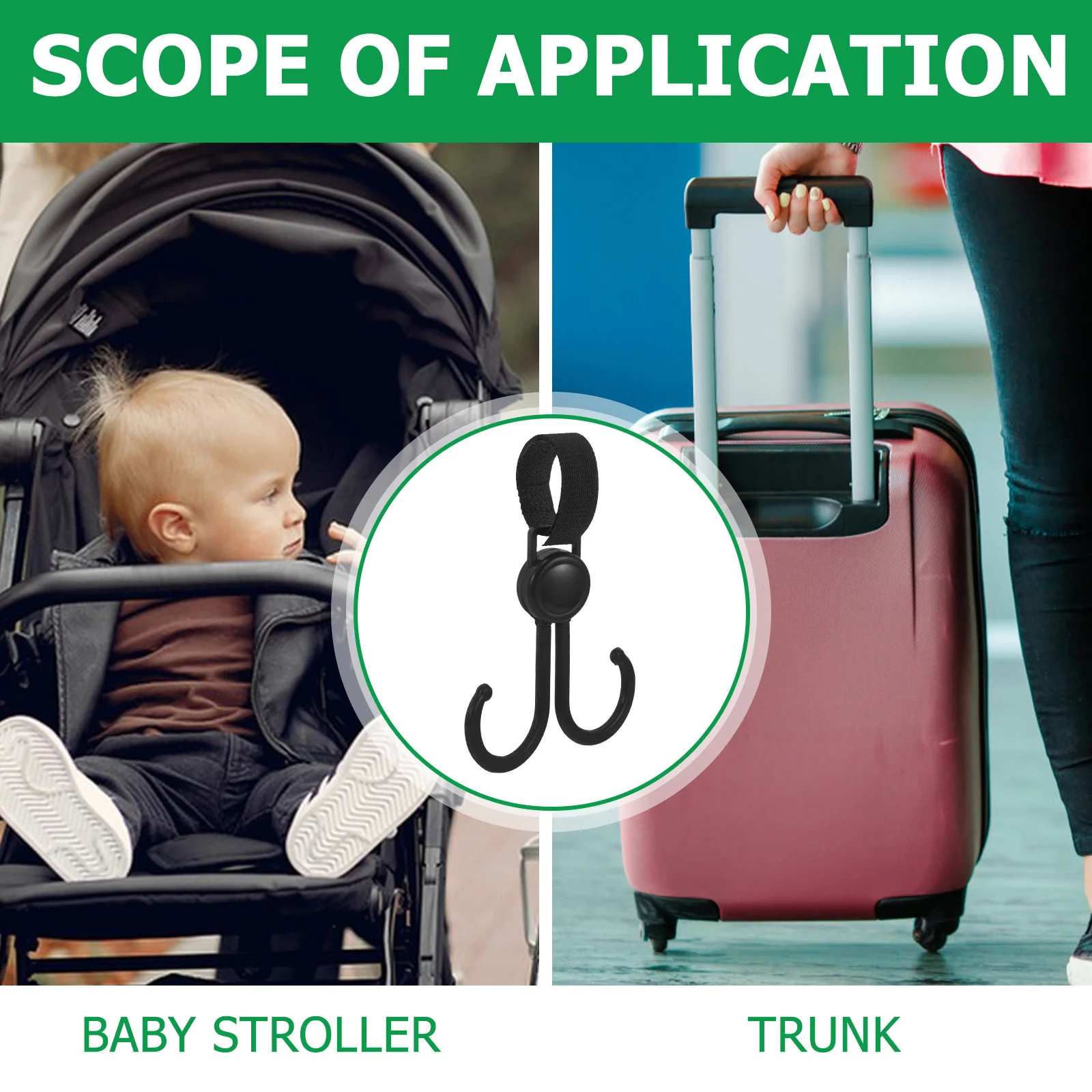 10 قطعة خطاف عربة أطفال قوي الحاملة حقيبة تسوق بلاستيكية متينة شماعات عربة عالمية منظم معلق متعدد الاستخدام