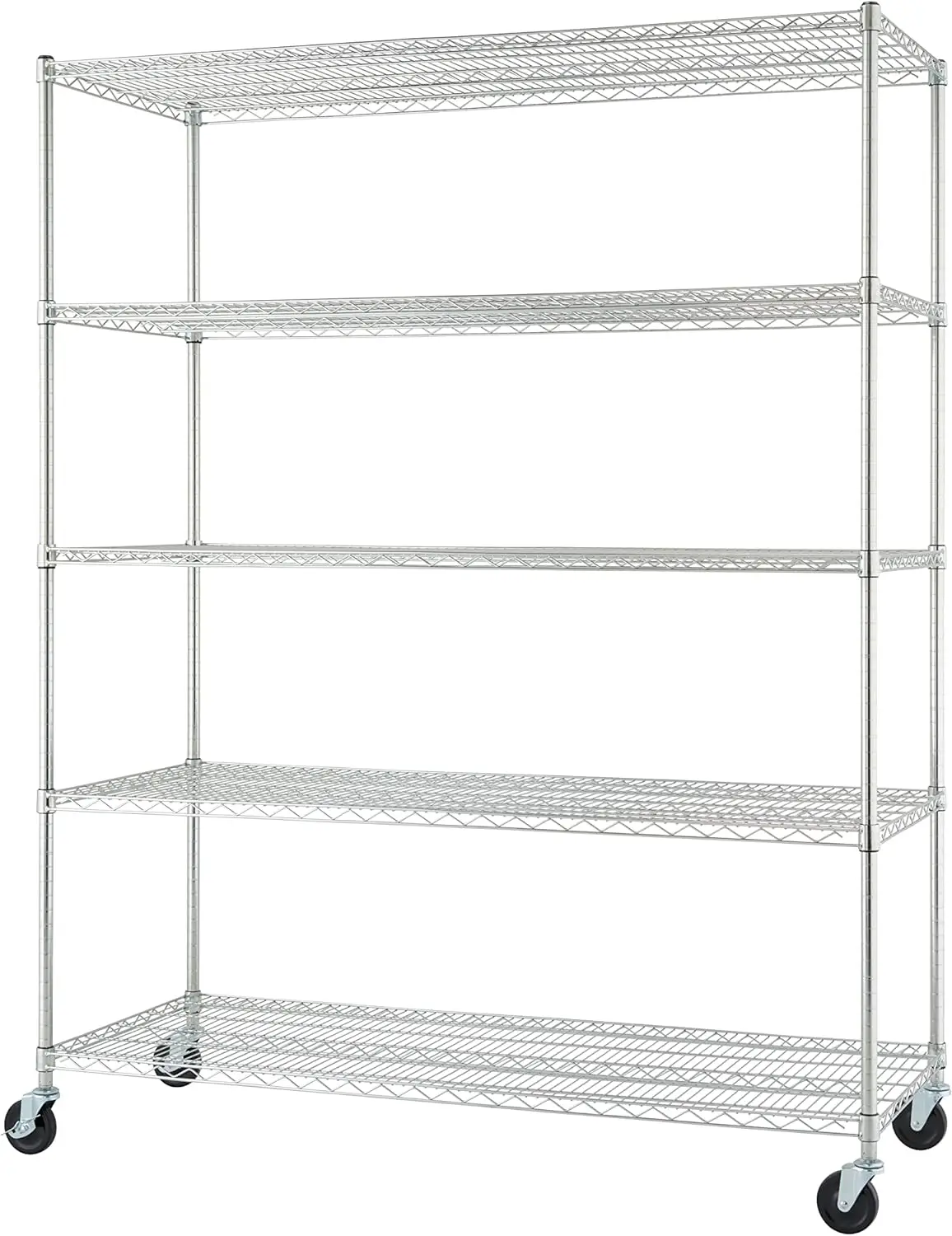 

TRINITY BASICS TBFC-0931 5-Tier Adjustable Wire Shelving with Wheels for Kitchen Organization, Garage Storage, Laundry Room, NSF