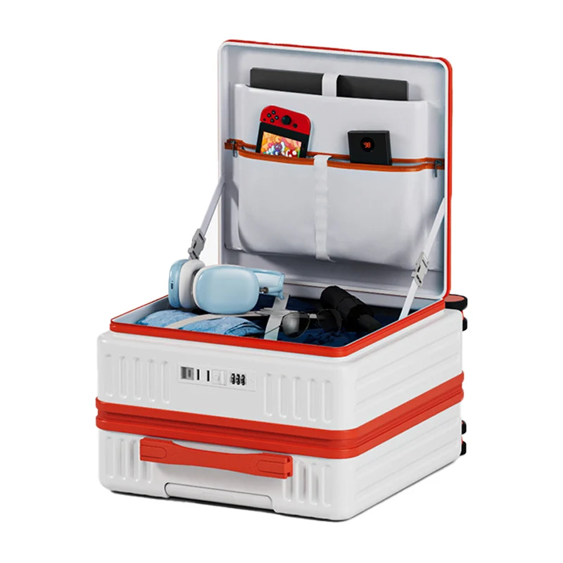 حقيبة أمتعة مفتوحة أمامية مقاس 18/20 بوصة مع عجلات دوارة ذات سعة توسيع عميقة وقفل TSA لرحلة العمل