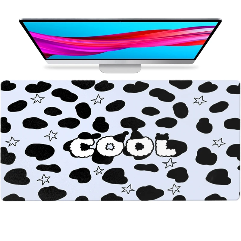 

Korean Creative Cow Skin Pattern Game Mouse Pad Office Mouse Mat Waterproof Non-Slip Desk Pad PU Leather Laptop large Mouse Pad