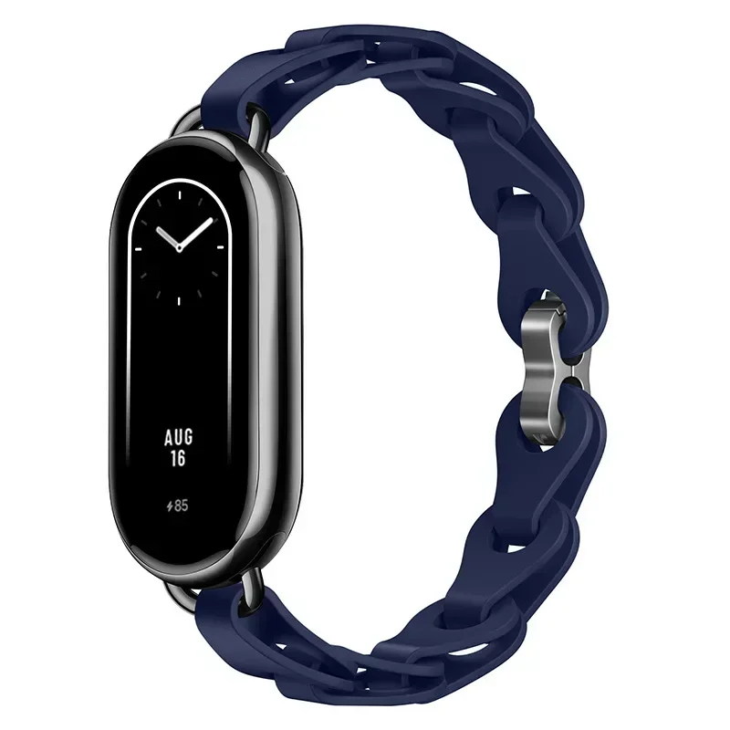 Cinturino in gomma per Xiaomi Mi Band 8 bracciale con fibbia in acciaio inossidabile per cinturino in Silicone di ricambio Miband 8 NFC Fashion Lady