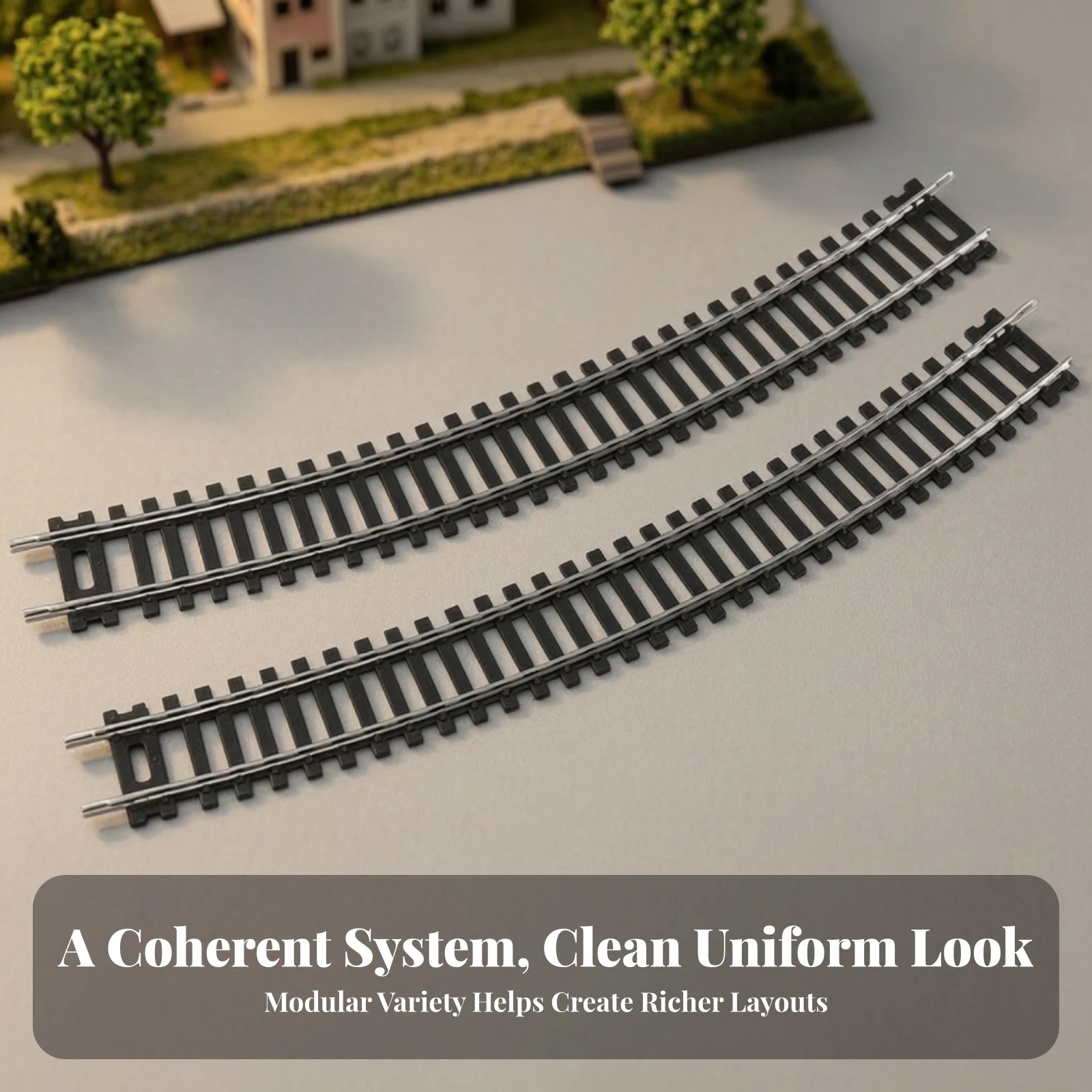 2 Pieces HO Scale Track Reliable Railway Track Section Sturdy Long-Lasting for Hobbyists, Model Train Layouts, Scenery Projects