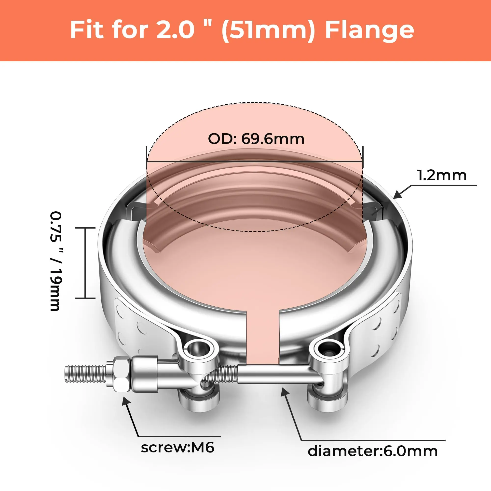 304 Stainless Steel 2 Inch 51mm Standard V Band Clamp Intercooler Turbo Exhaust Vband Pipe Clamp V Clamp Automotive Clip