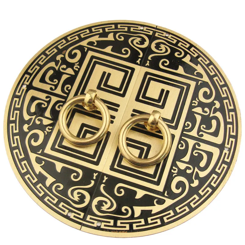 2pcs/pair Antique Chinese Brass Knobs and Handles Pattern Pure Copper Door Drawer Pulls Cabinet Knobs Furniture Hardware