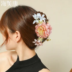 Haimeikang Fashion Large Flower Hair Clip Claws For Women Hair Crab Thick Hair Barrettes Hairpins Girls Hair Accessories