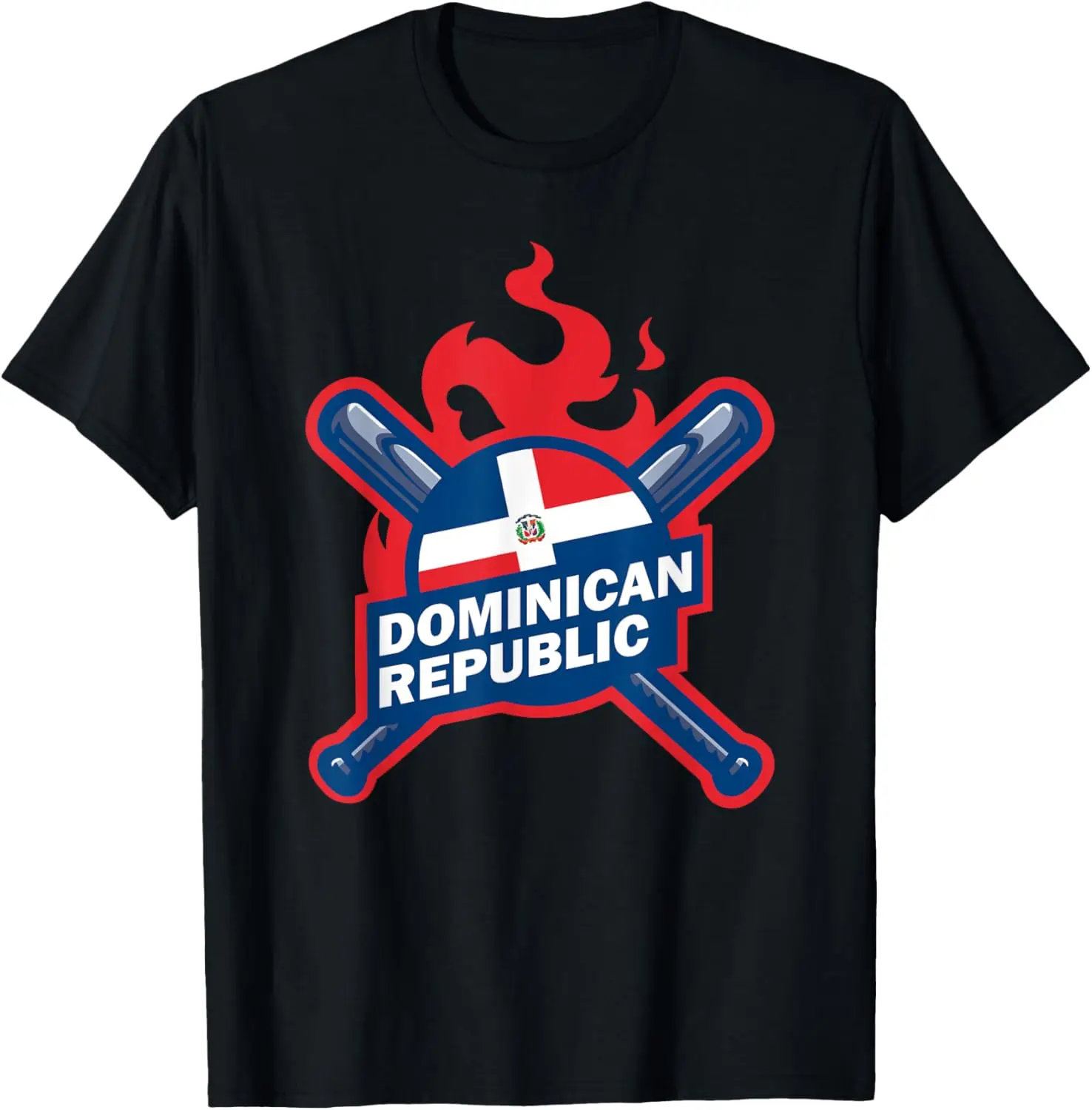 

Dominican Republic Flag Beisbol Baseball Bats On Fire T-Shirt