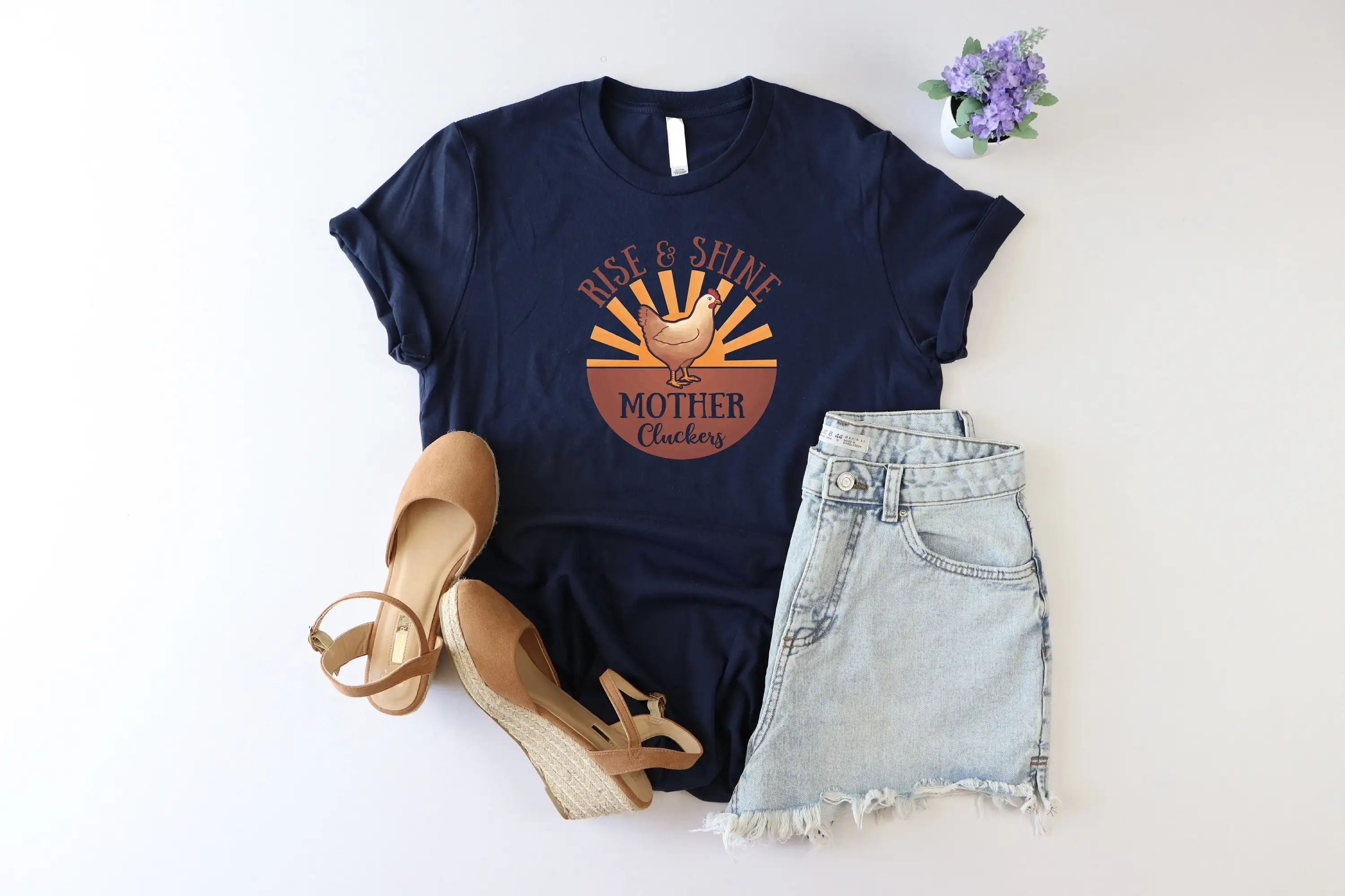 Rise and Shine Mother Cluckers T Shirt Funny Chicken Country Life Farm Animal For Girl