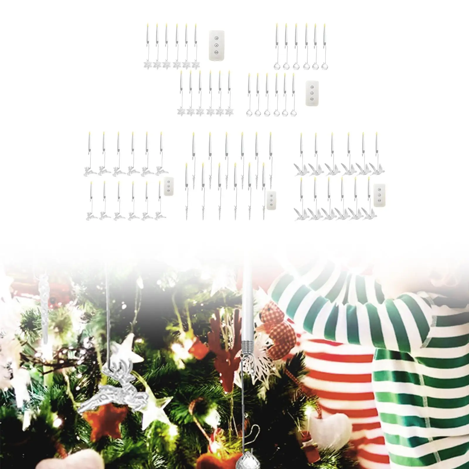 12x Flameless Christmas Tree Candles Decor for Living Room Party Bedroom