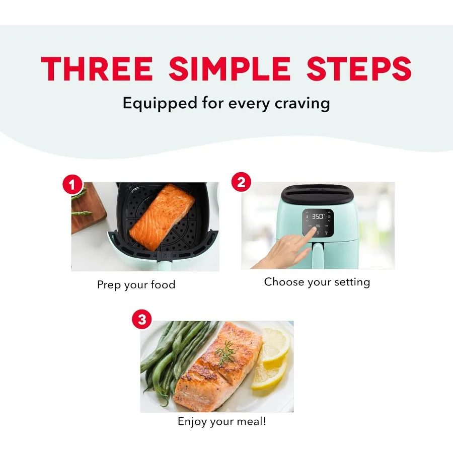 タスティクリスプ 電気エアフライヤーオーブン 2.6クォート 数分でより健康的な食事を実現するグレーのコンパクトエアフライヤー 小さなスペースにも最適 特徴