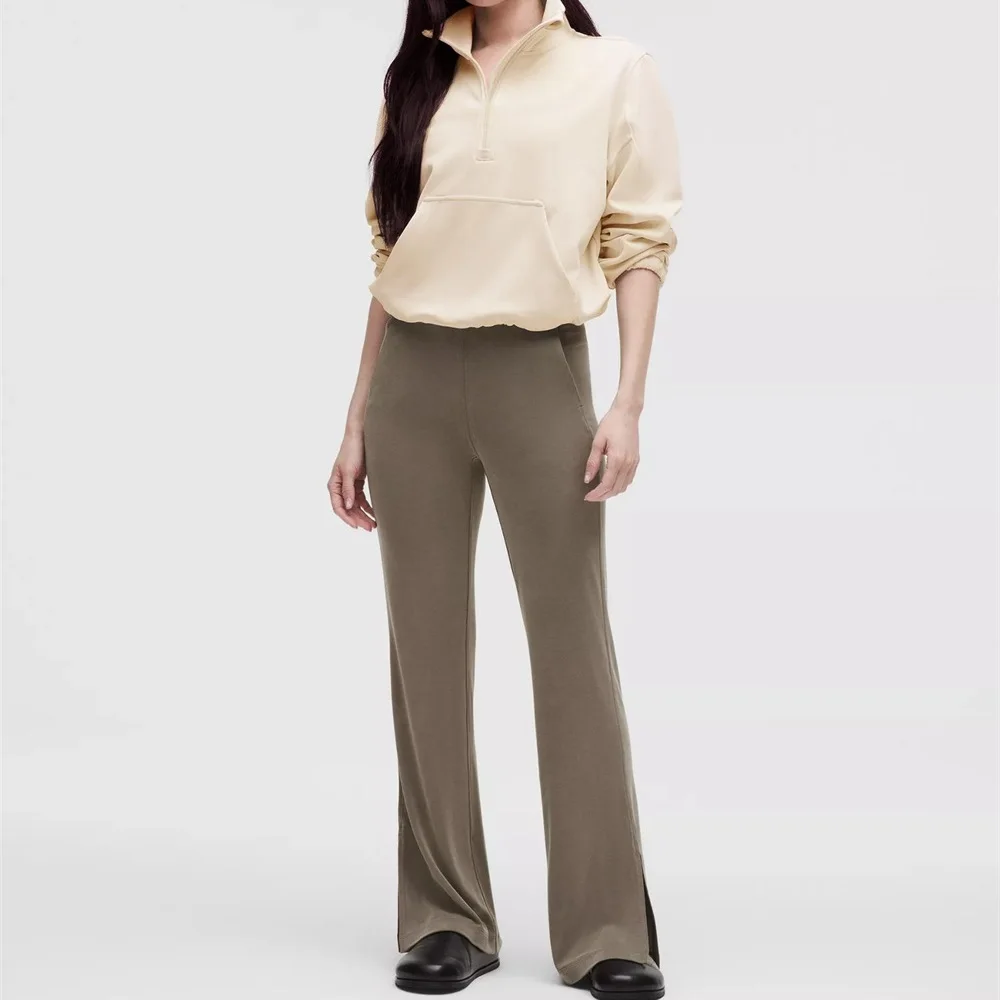 

traf 2025 woman summer sports yoga pants knitted stretch casual high waist ladies trousers y2k New fashion high quality pants