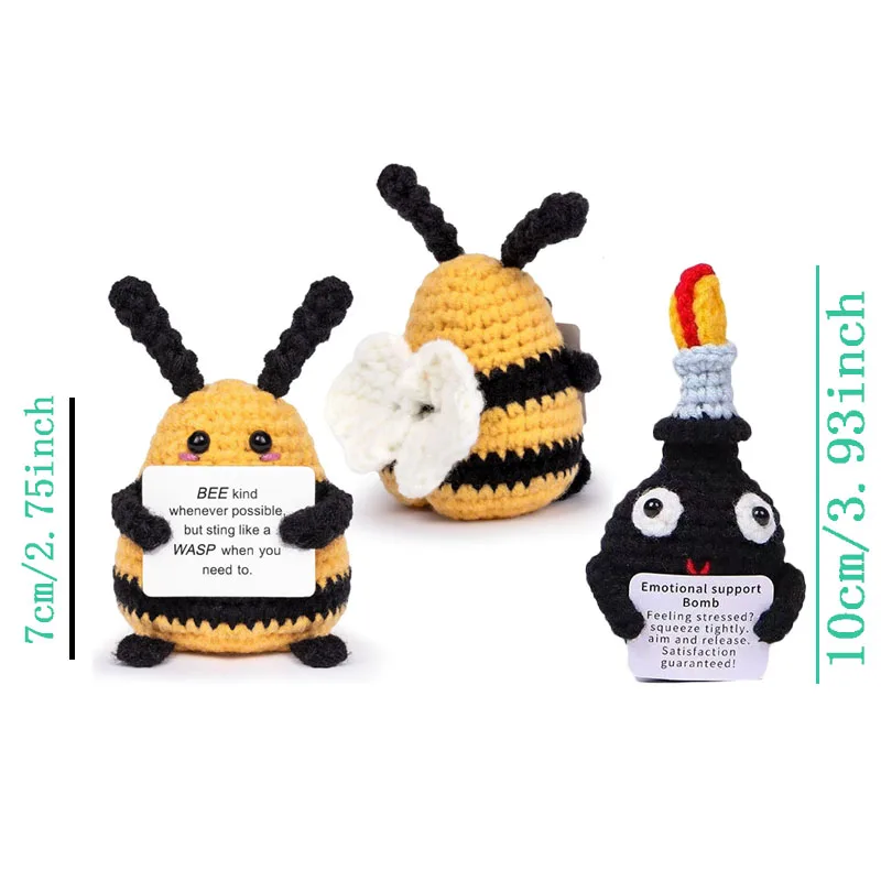 1pc hand-woven positive energy bee-knitted Crochet F-Bomb plush doll plush doll