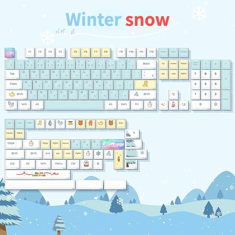 152 Toetsen Originele Ontwerp Winter Sneeuw Thema Cherry Profiel Dye-Sub Gepersonaliseerde Keycap Cherry Voor Mx Schakelaar Mechanische Toetsenbord