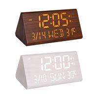 Digital Alarm Clock Smart Wooden Electronic Clock for Bedside Desk Bedroom