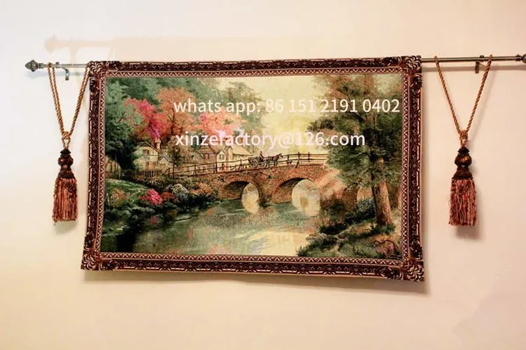 

Customizable wykwintna belgia gobelin sielska sceneria miasto rodzinne most 88X138cm, GT-GXQ0016