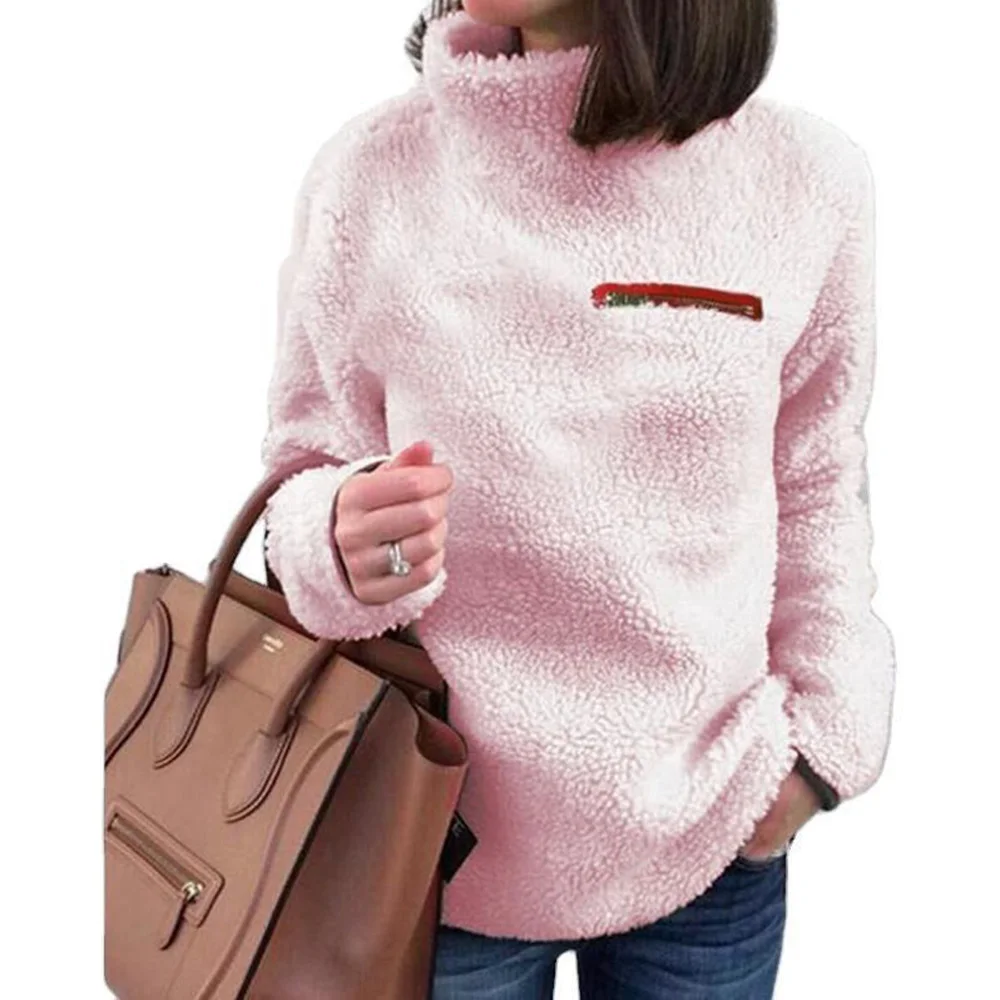 Women's Fleece Sweater Lightweight Sweaters Casual Soft Warm Outwear for Spring Fall Winter