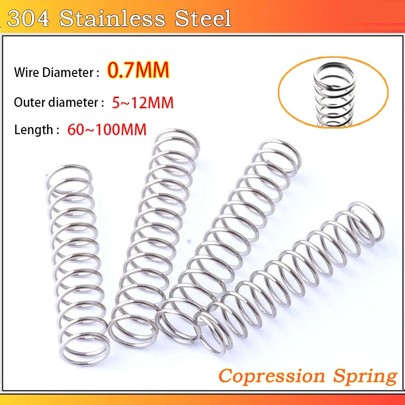 

304 Stainless Steel Galvanized Compression Spring Y-shaped Shock Absorption Return Spring Wire Dia 0.7MM OD 5~12MM L:60~100MM