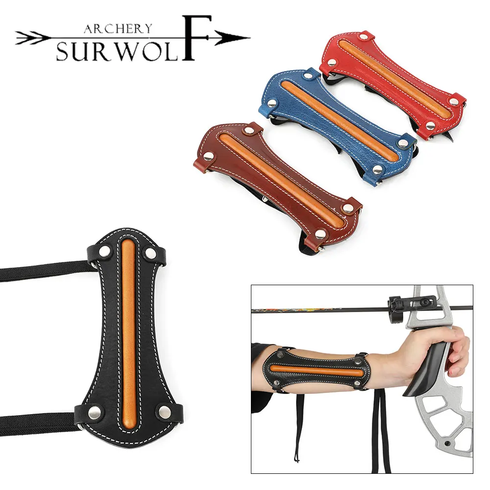 

1pc Archery Competitive Cowhide Arm Guard Color Comfortable Arm Protection for Recurve Compound Bow Hunting Shooting Accessories