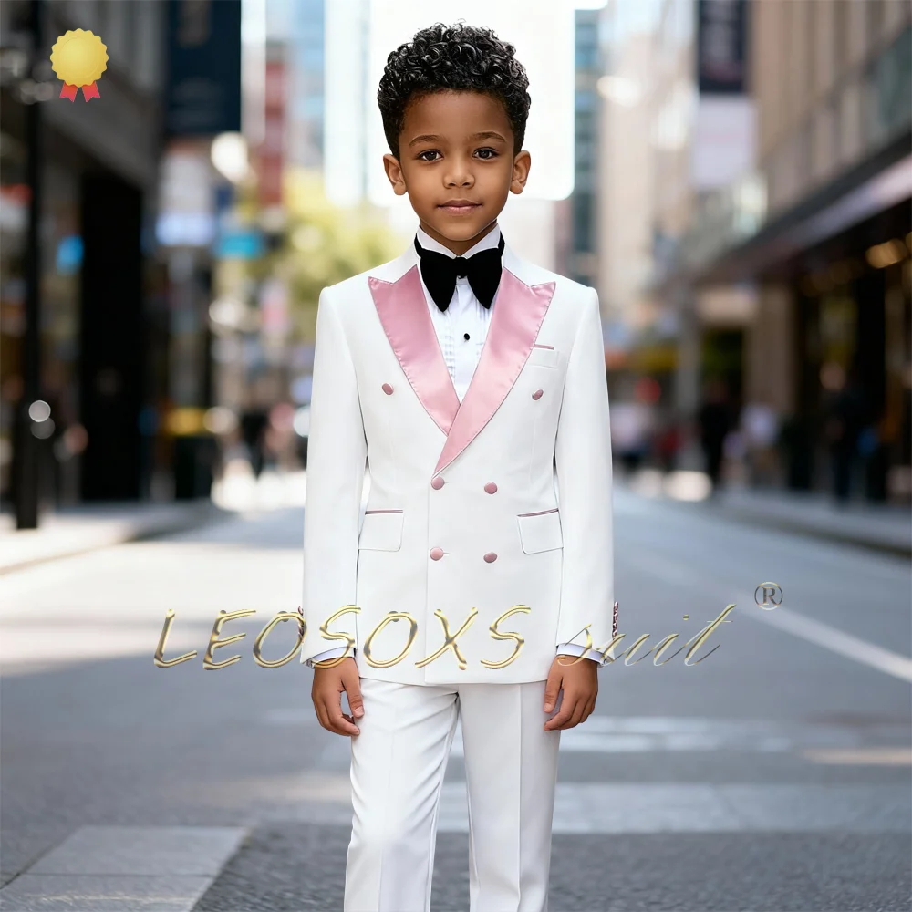 Boys' 2-Piece Formal Suit, Double-Breasted Shawl Collar, Exquisite Contrast, Suit + Trousers, Multi-Scenario Fit
