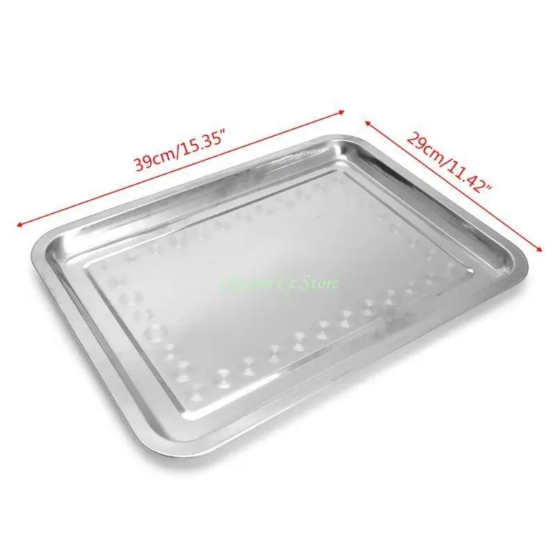 X90F Stainless Steel Rectangular Plate Barbecue Grilled Fish Tray BBQ Container