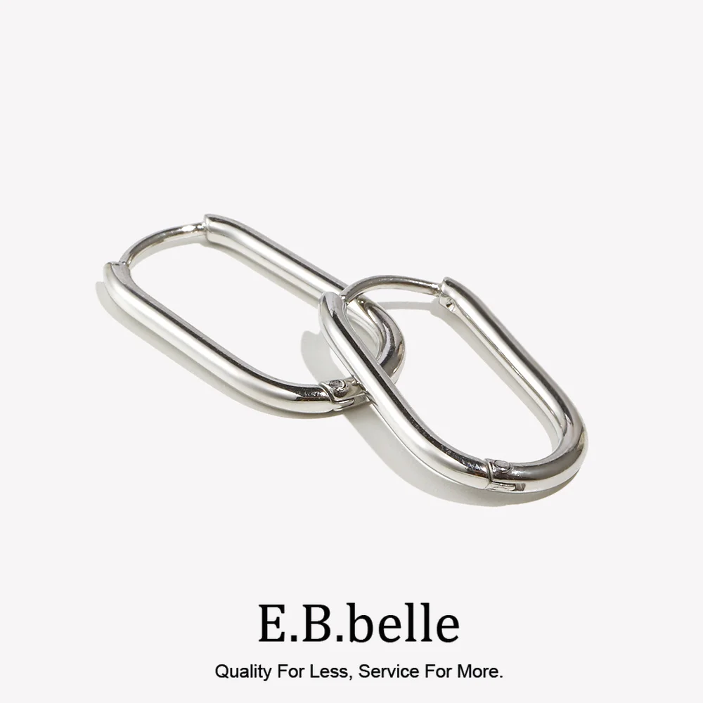 Super Minimalist Safety Pin Long U Shape Silver Color Stainless Steel Earrings For Girl's Ladies Basic Hoops For Everyday