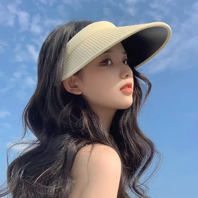 

Summer Empty To Straw Hat Casual Sun Hats Woman Wide Brim Anti-Uv Female Outdoor Visor Beach Caps Running Golf Bone Sports Cap