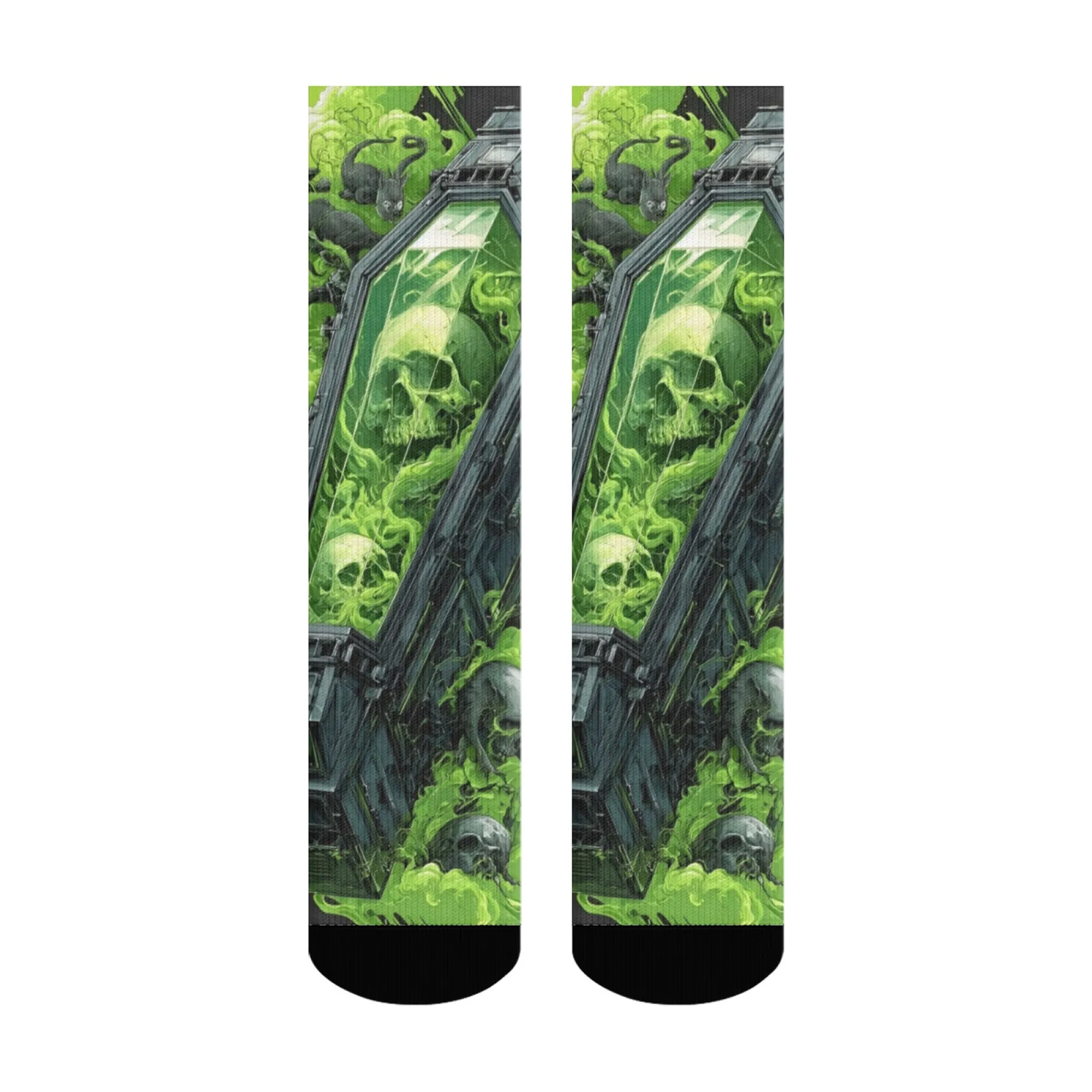 Coffin Skull Socks Comfortable Skin-friendly Breathable Men's Socks Sports Fitness Hiking Trendy Punk Fashion Edgy Graphic Socks