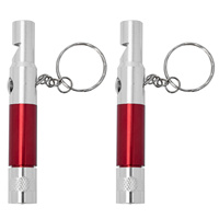2 Pcs Compass Whistle Hiking Camping Hunting Outdoor Loud Emergency Aluminum Alloy with Flashlight Travel